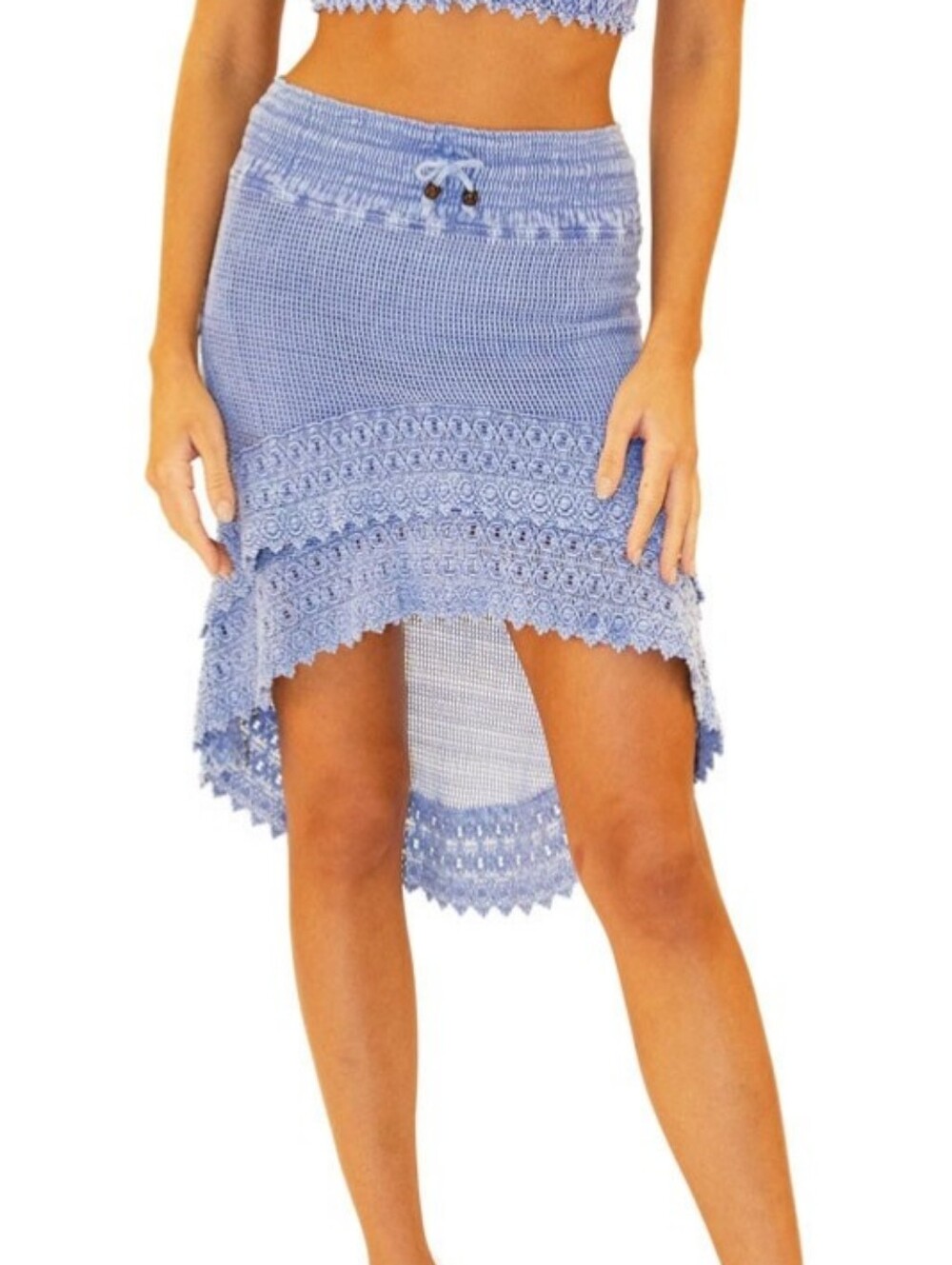 NWT Seaspice Blue Crochet Lace Swim Cover Up Skirt | Beach Resort | Medium